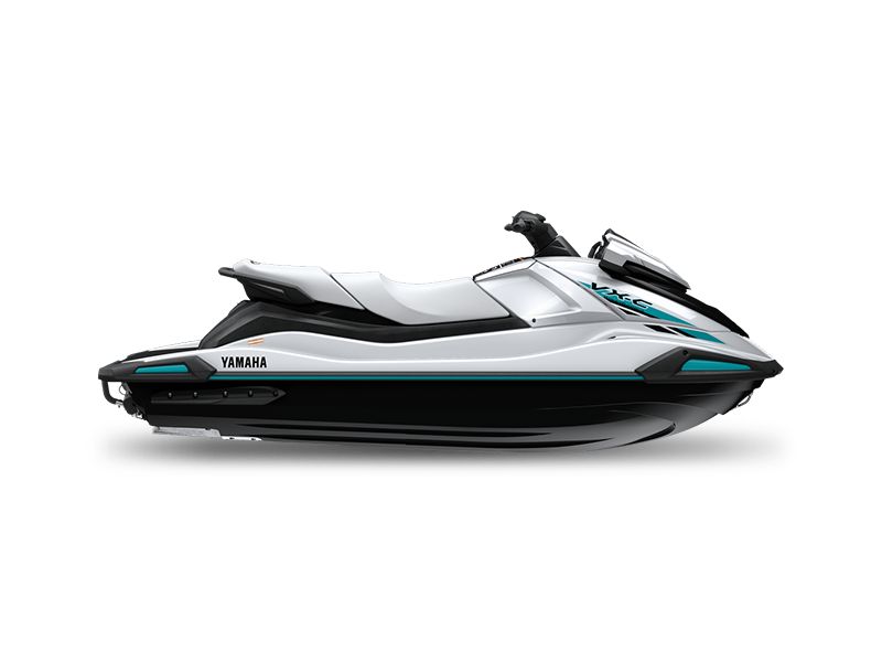 White and teal Yamaha VX 2026 jet ski side profile