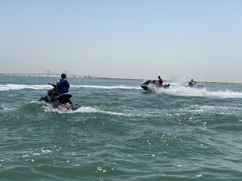 Group of riders on an island hopping tour